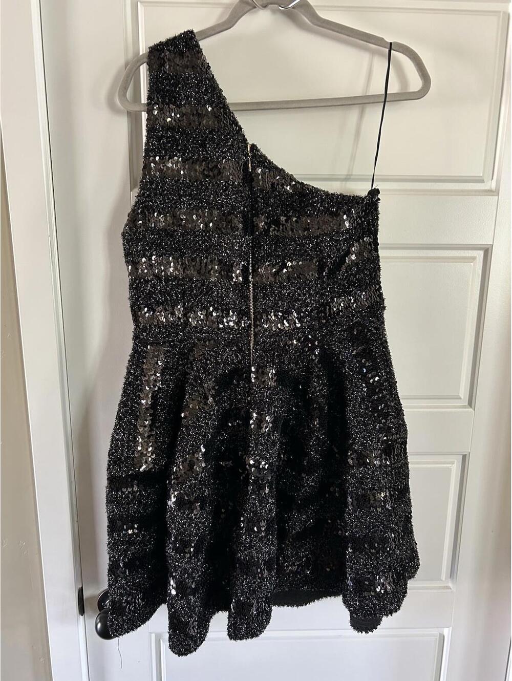 As it May Mireille sequin one shoulder dress black size XXL
